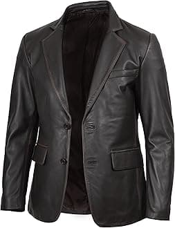 Leather Blazer for Men - Black & Brown Real Lambskin Casual Men's Leather Jacket Coats