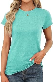 Memorose Womens Short Sleeve Tops Summer T Shirts Round Neck Causal Fashion Basic Tee
