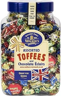 WALKERS NONSUCH Assorted Toffees and Chocolate Eclairs Jars 1.25 kg Traditional Sweets