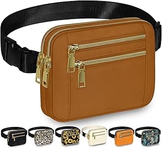 Capolo Fanny Packs for Women Fashion Waist Packs Bag with Adjustable Strap and 4 Zipper Pockets Waterproof Everywhere Crossbody Belt Bag for Workout Running Travelling(Brown)