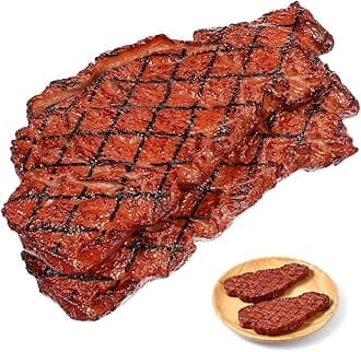 Yardwe 2Pcs Fake Steak Props Realistic Artificial Steak Models for Kitchen Display Photography Food Toys, 5.51X2.55X0.59Inch