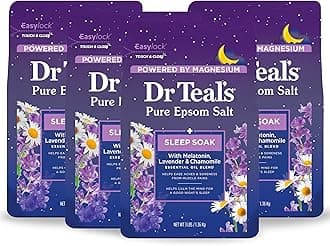 Dr Teal's Pure Epsom Magnesium Salt Soak, Sleep Blend with Melatonin, Lavender & Essential Oils, 3 lb (Pack of 4)