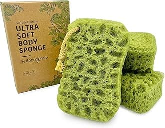 Spongentle Deep Cleansing Dual Texture Body Loofah Sponge, Vacuum Sealed, for Bath and Shower, for Gentle and Deep Exfoliation, Generous and Rich Lather, (Pack of 3)
