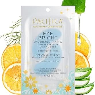 Pacifica Undereye Spot Serum Mask – Bright Eye Vitamin C Mask for Dark Circles & Hydration, Brightening Under Eye Treatment, Vegan & Cruelty-Free, 1 Pack