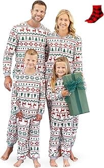 PATPAT Christmas Family Matching Pajama Sets Includes Christmas Socks - Perfect for Family Photos & Holiday Celebrations
