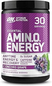 (ON) Amino Energy - Pre Workout With Green Tea, BCAA, Amino Acids, Keto Friendly, Green Coffee Extract, 0 Grams of Sugar, Anytime Energy Powder - Concord Grape, 270 G , 30 Servings