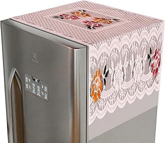 Kuber Industries Fridge Top Cover | Household Refrigerator Cover | Refrigerator Top Cover for Kitchen | Refrigerator Top Protector | Net Jhalar Fridge Top Cover | Pink