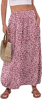 ANRABESS Women's Summer Long Maxi Skirts 2025 Trendy Ankle Length High Waisted Boho Flowy Beach Dress with Pockets Fashion