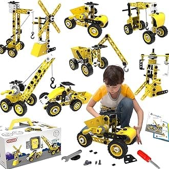 choopheme 10 in 1 Stem Toys for 5 6 7 8 9+ Year Old Building Block Kit Stem Activities Projects Boy Toys Age 4-8 5-7 6-8 8-10 Creative Set Educational Engineering Excavator Construction Birthday