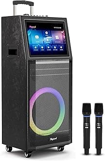 Karaoke Machine for Adults, with Lyrics Display, Smart Portable Big Bluetooth Speaker 2 Wireless Microphones, Professional Karaoke System 1000W Peak Power Big Bluetooth DJ Light