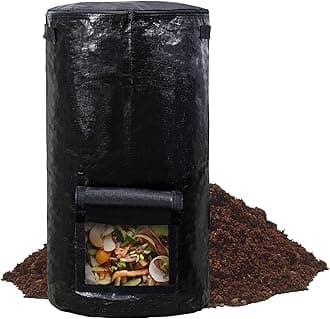 MyLifeUNIT Compost Bins Outdoor, Composting Bin for Outside Garden, Reusable Garden Yard Waste Bag, 34 Gallons (1 Pack, Black)