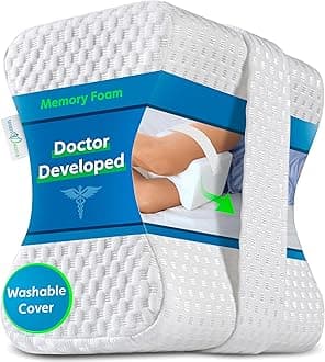 Sports Medica Doctor Developed Knee Pillow for Side Sleepers - Washable Cover Memory Foam Leg Pillow for Side Sleeping, Lower Back & Sciatica Pain Relief - Spine Alignment - Between Knee Hip Cushion