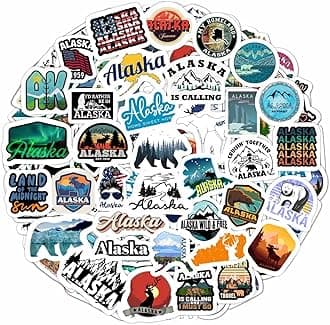 Alaska Stickers for Water Bottles, Scrapbooking, Alaska Laptop Decals - Alaska Party Favors, Alaska Themed Party Decorations, Alaska Party Decor, Party Supplies, Alaska Gifts, Alaska Souvenir