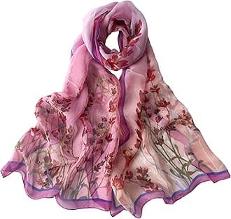 MINIDORA Lightweight Scarves for Women Elegant Floral Pattern Scarf Shawls Sunscreen Head Shawls