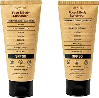 Bundle Sunscreen SPF 30 and SPF 50 2.82 oz: Natural Tallow & Zinc Oxide, Reef Safe, Water Resistant, Fragrance-Free, Non-Greasy Formula for Face and Body
