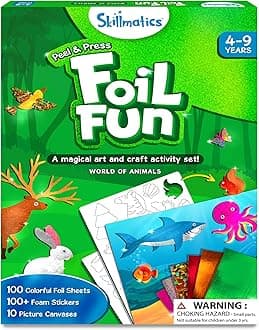 Skillmatics Foil Fun - Animals, No Mess Art for Kids, Travel Toys, Craft Kits, DIY Creative Activity, Gifts for Boys & Girls Ages 4, 5, 6, 7, 8, 9