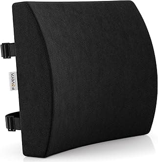 FOVERA Lumbar Support for Chair, Orthopedic Back Support Memory Foam Backrest Cushion - Designed for Back Pain Relief - Ideal Back Pillow for Computer/Office Chair (Velvet Black, Standard)