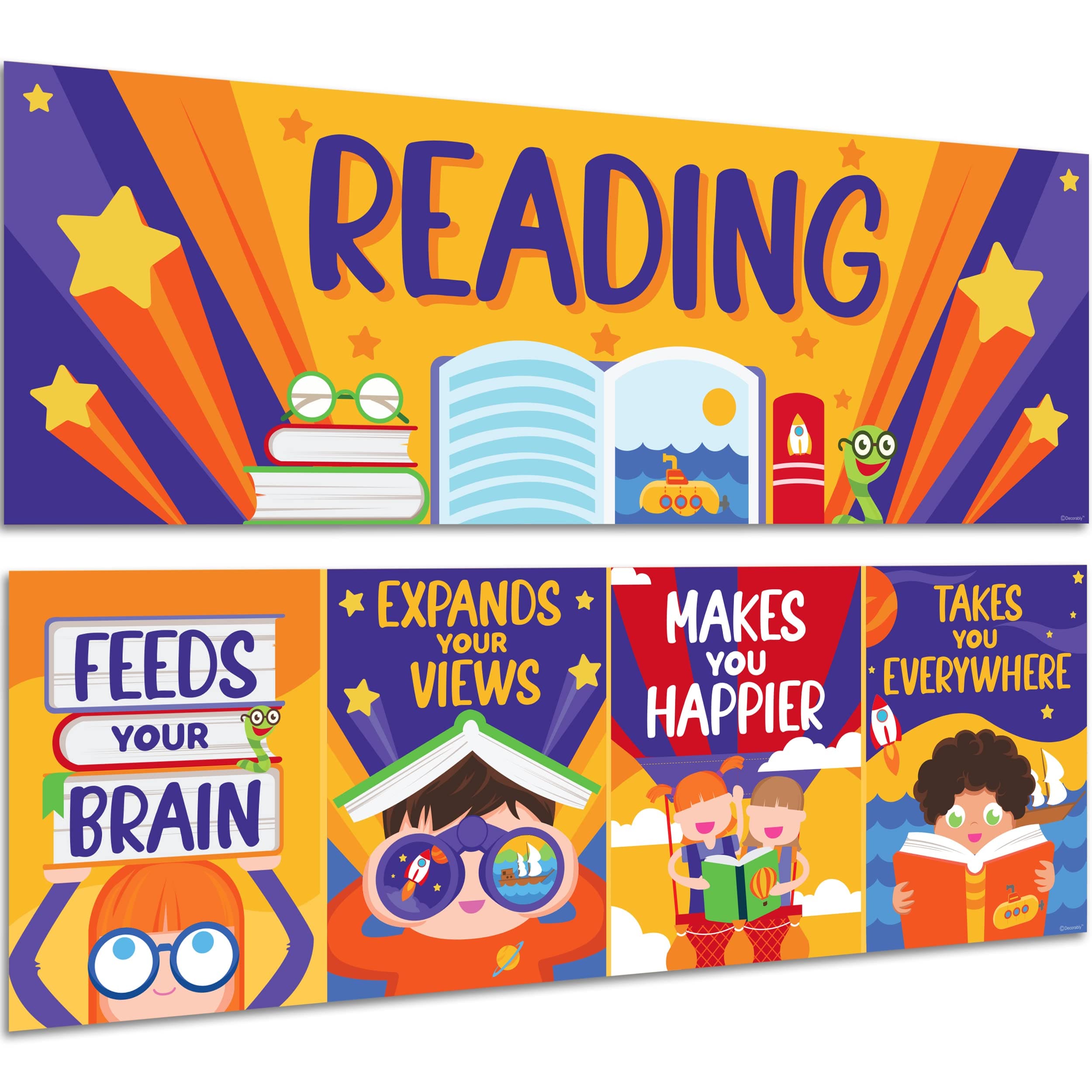 Reading Posters for Classroom Decorations Reading, Reading Posters for Library Posters, Library Decorations for School, Classroom Decorations for Teachers Elementary, Library Decor, Reading Bulletin