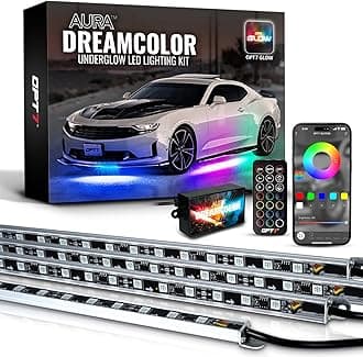 Aura DreamColor Underglow Chasing Lights for Car with APP & Remote Control, Waterproof Rigid Aluminum LED Light Bar, 12V Exterior Neon Accent Underbody RGBIC Light Kit, Valentines Day Gifts