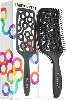 Framar Professional Vented Hair Brush – Vent Brush for Curly Hair, Detangle Women Curly HairBrush Detangler, Hairbrushes for Women, Wet Hair Brush Detangler Black
