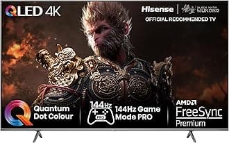 Hisense 55 Inch 144Hz QLED Gaming TV 55E7KQTUK PRO - 144Hz VRR, HDMI 2.1, Freesync Premium, Quantum Dot Colour, VIDAA U7, and Youtube, Freeview Play, Netflix and Disney+ (2023 Model)