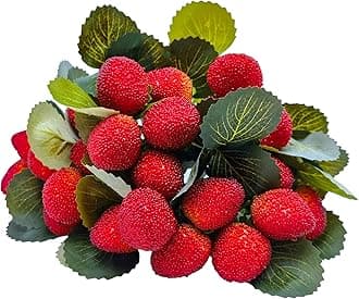 M2cbridge 4PCS Artificial Raspberry Red Berry Strawberry Faux Fruit BlackBerry Props Table Decoration (Red Strawberry)