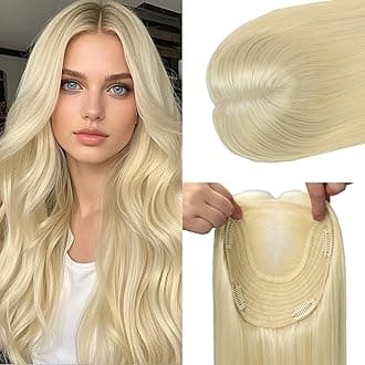 HAIR Toppers for Women Real Human Hair, Toppers Pieces for Women with Thinning Crown 6x7 inch 150 Density 55 grams 12 inch blonde Color All Real Human Hair(#60 12inch)