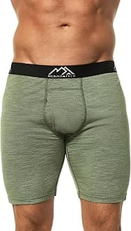 Merino Wool Boxer Briefs Breathable Dry Fit (Heather Olive 1 Pack, Small)