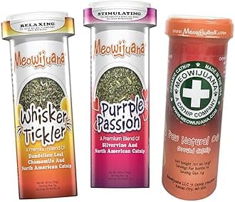 Purr-Effect Trio Pack | Purrple Passion, Whisker Tickler and Paw Natural OG Catnip Blends | Large Bottle High Potency Blends | Premium Hand Harvested North American Catnip