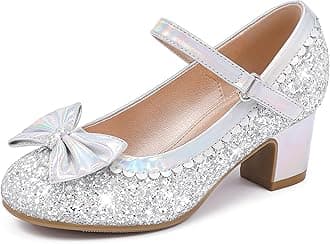 LAURMOSAPrincess Shoes High Heel Toddler Girls Dress Shoes Cute Bowknot Sparkle Mary Jane Flower Girls Wedding Birthday Party Prom for Little Big Kids