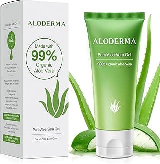 Aloderma Pure Aloe Vera Gel - Soothes and Hydrates Dry, Itchy, or Irritated Skin; great for Acne, Dandruff, Sunburn, Rashes (45g) 45g