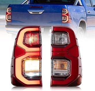 VLAND LED Tail Lights Compatible with Toyota Hilux 2015-2020 Revo( NOT for Tonka) Pickup Truck, Rear Lamp Assembly w/Dynamic Animation Running Light, Passenger+Driver Sides Red LHD