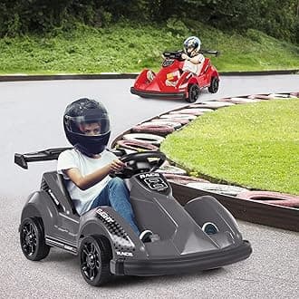 Costzon 6V Racer Go Kart with 2.4G Remote Control, Electric Kids Ride-on Toy with Safety Belt, Music, USB Port, Forward/Backward, 2MPH Max Speed, Battery Powered Go Kart for Kids 37-96 Months (Black)