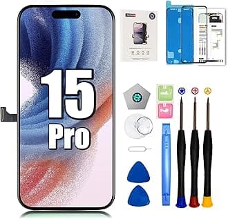 EFAITHFIX for iPhone 15 Pro Screen Replacement 6.1 Inch LCD 3D Touch Display Full HD Digitizer Frame Assembly (A2848, A3101, A3102, A3104) with Repair Tools Kit Screen Protector Waterproof Adhesive