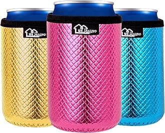 WKIEASON 12OZ Standard Can Coolers Sleeve Neoprene Can Coozies Insulators Can Koozies Cover for Beer Bottle PU Leather Neoprene Can Coolier for Soda Beverage Cokecola Can Sleeves-3PCS Pack