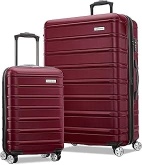 Omni 2 Hardside 2 Piece Set - Includes Global Carry-On & Large Checked Suitcases - 360° Dual Spinner Wheels - Integrated TSA Lock & Expansion - Amazon Exclusive - Merlot