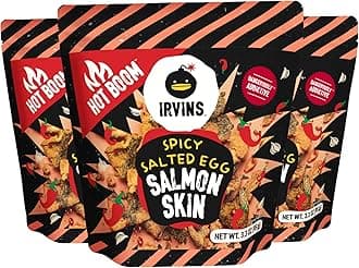 IRVINS Hot Boom Salted Egg Salmon Skins, 3.7 Ounce (Pack of 3)