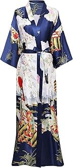 Kimono Robe for Women - Long Satin Sleepwear Silky Kimono Cover-Up Nightgown Japanese Bathrobe Loungewear Blouse