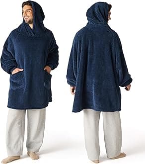 Wearable Blanket Hoodie Gifts for Dad Women, Warm Cozy Giant Big Hoodie Blanket Oversized Sweatshirt for Adult Women Men, Navy Blue