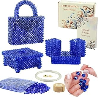 Arts and Crafts for Adults: Craft Supplies for Weaving Beaded Cute Things. DIY Kits for Adults - Hobbies for Women, Teen Gifts. Bead Kit Art Supplies. Step-by-Step Video Tutorial. Dark Blue