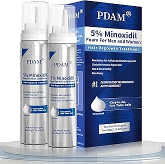 5% Minoxidil for Men and Women Foam Hair Growth - Minoxidil Foam Hair Regrowth Treatment for Men and Women, Topical Hair Loss Treatments, Extra Strength Thicker & Fuller Hair, 2 x 2.11 oz for 2 Months