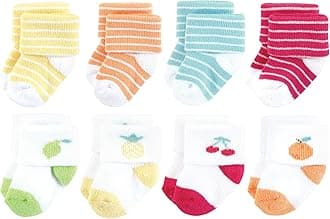 Hudson Baby Unisex Baby Cotton Rich Newborn and Terry Socks, Fruity, 0-6 Months