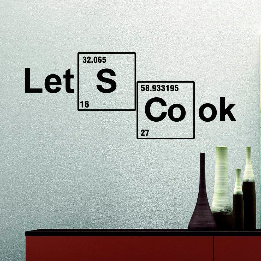 Let's Cook Periodic Table Elements Wall Decals Vinyl Stickers Custom Decal Vinyl Lettering Quotes Wall Art Home Decor for Kitchen