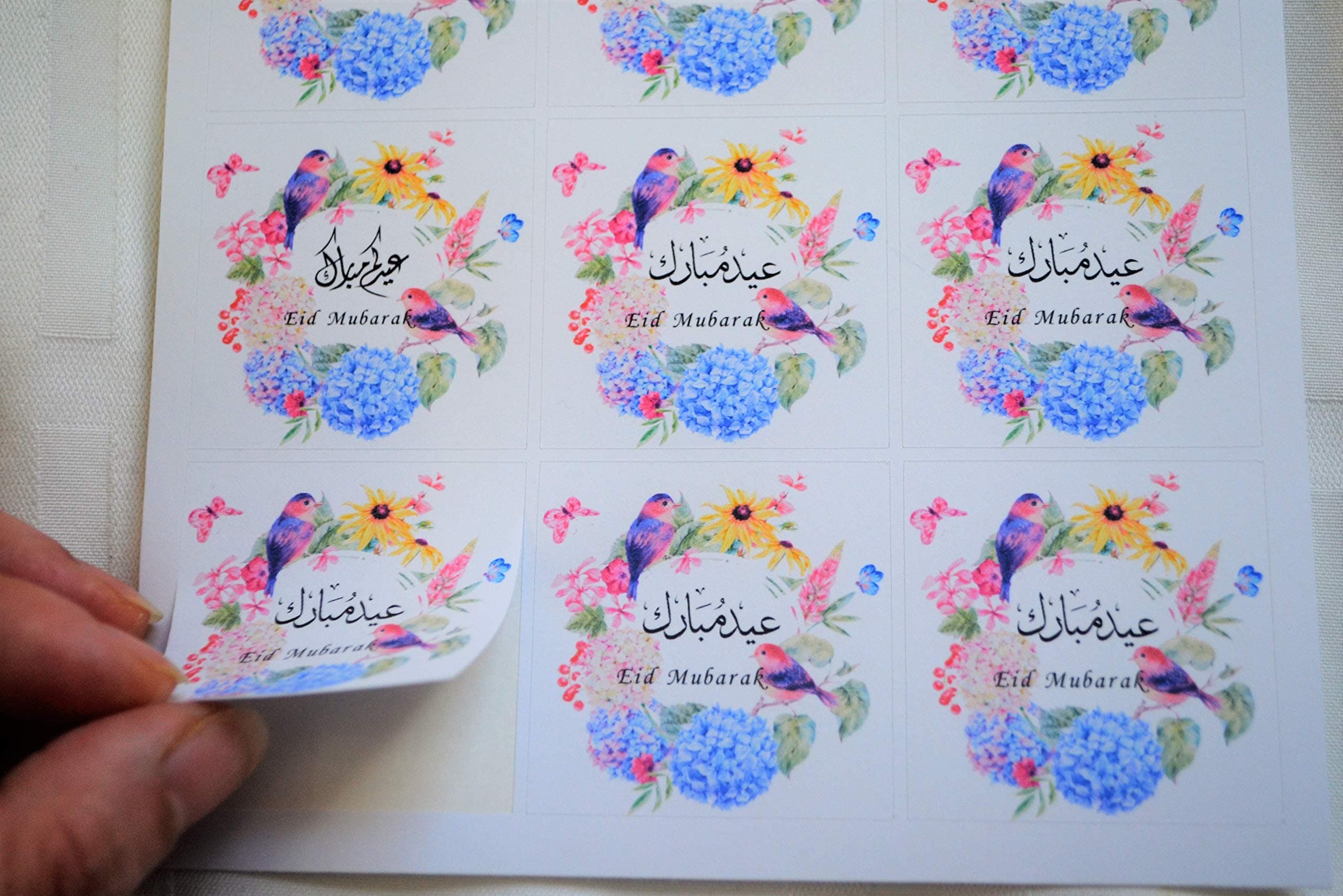 Eid stickers, Eid Mubarak set of 15 stickers Eid square stickers Arabic calligraphy Eid party supply Eid gift Eid decor