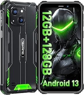 OUKITEL WP32 Rugged Phone - 12GB(4+8) RAM+128GB ROM Rugged Smartphone Android 13, 6 Inches 6300mAh IP68/IP69K Waterproof Mobile Phones Dual SIM 4G, 20MP+5MP Camera,OTG,NFC,GPS, Green
