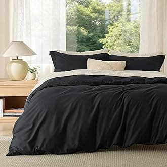 Duvet Cover Queen Size - Soft Double Brushed Bedding Set for Kids & Adults, Zipper Closure, 3 Pieces, Includes 1 Duvet Cover (90"x90") & 2 Pillow Shams, NO Comforter, Black