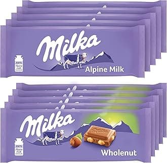 European Chocolate Bars Variety Pack, Alpine Milk Chocolate & Wholenut Hazelnut Chocolate, 10 - 3.52 oz Bars
