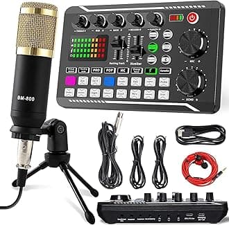 Podcast Equipment Bundle, SINWE Condenser Microphone with Tripod Stand and Professional Audio Mixer for Studio Recording Vocals, Voice Overs, Streaming Broadcast and YouTube Videos