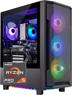 Skytech Shadow Gaming PC Desktop, Ryzen 5 5600 3.5 Ghz (4.4GHz Turbo Boost), AMD RX 6600 8GB GDDR6, 1TB SSD, 16GB DDR4 RAM 3200, 650W Gold PSU, Wi-Fi, Win 11 Home