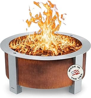 Breeo Smokeless Fire Pit (X Series 30, Corten Steel) | 34.5 inch Smokeless Firepit for Outside | 94 Pounds | Ideal for Families Compatible with Wide Range of Breeo Accessories